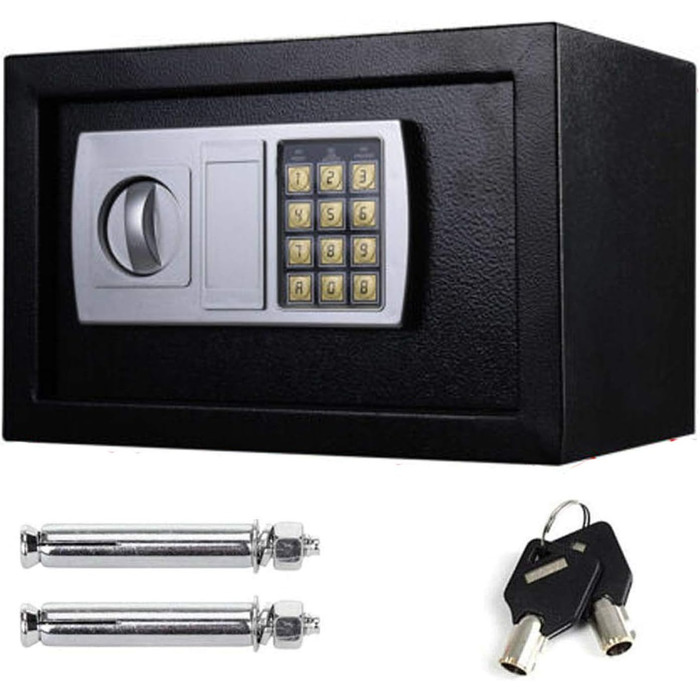 Сейф Tresor з двобічним замком, сталева конструкція, електронний замок та 2 ключі. Підходить для зберігання грошей, ювелірних виробів та цінностей. Об'єм 8.5л, чорний колір