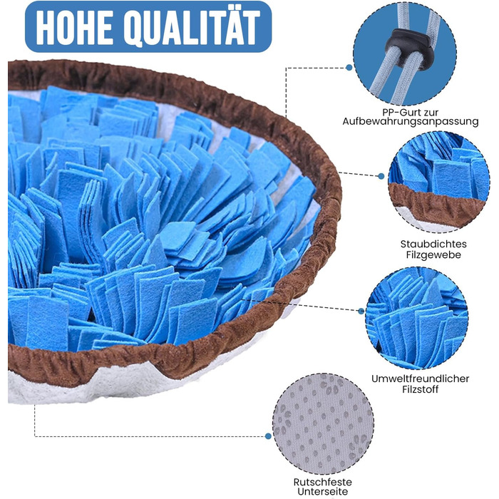 PET ARENA килимок для нюхання собак - інтелектуальна іграшка для собак, велика, блакитна, миється, регулюється розмір