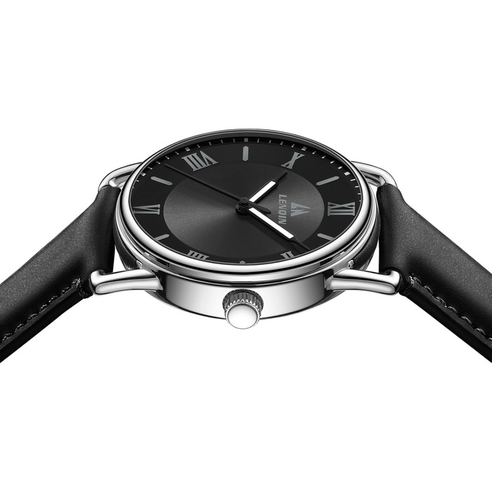 Годинник чоловічий LN LENQIN вологостійкий військовий з комфортним ремінцем, спортивний, чорний