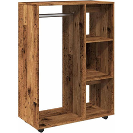 vidaXL Wardrobe with Open Shelf, 3 Side Shelves, Wheels, Coat Rack, Wardrobe, Bedroom, Closet, White, 80x40x110cm, Wood-Based Material (Reclaimed Wood)