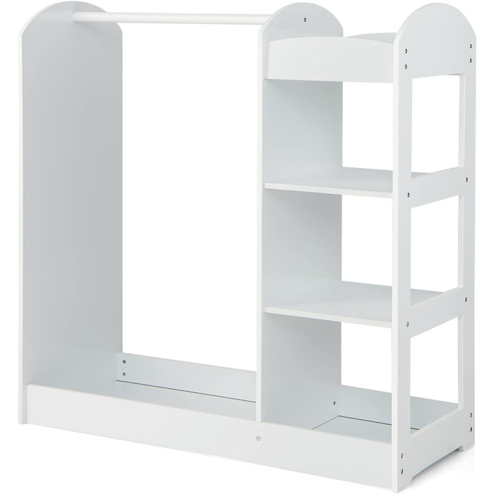 Дитяча шафа Dreamade з дзеркалом та штангою для одягу, 4 відкриті полиці, 93,5x38x100 см (Біла)
