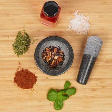 Гранітний ступка з пестиком Relaxdays, сірий, Ø 8,5 см, об'єм 100 мл