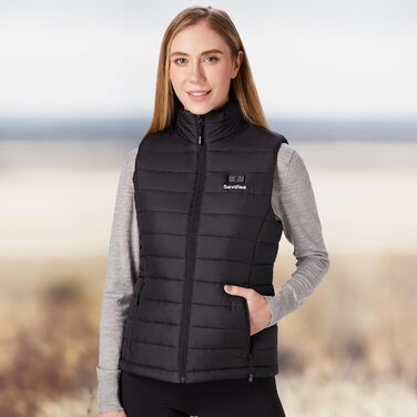 Жіноча грілка з Power Bank 16000mAh 7.4V, Обогріваючий жилет для жінок, Легка електрична грілка, Підходить для їзди на велосипеді, Outdoor-роботи, Чорний