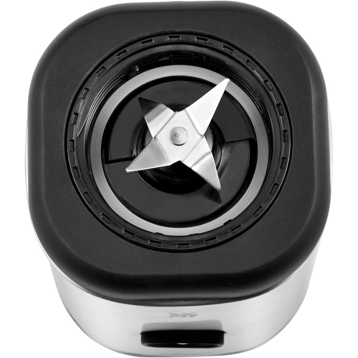 Блендер WMF Kult X Mix & Go Mini - електричний стаціонарний блендер з пляшкою 600мл, срібно-чорний