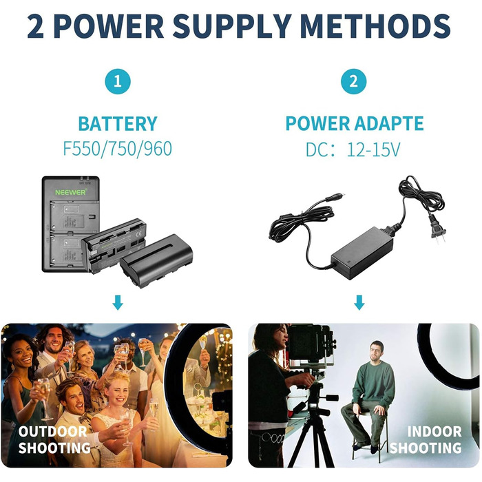 NEEWER Ringlicht RP20-B 20 дюймів LED кільцеве світло з триподом та тримачем для телефону, 44 Вт, 3200K-5600K, з акумулятором, USB, для макіяжу, татуювань, вій, YouTube, TikTok, відеозйомки