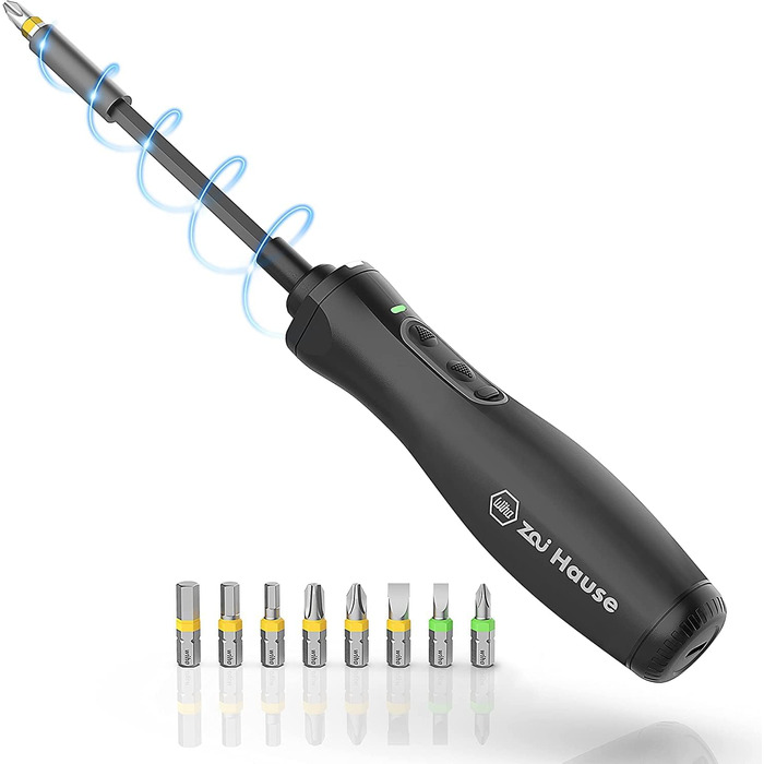 Електричний акумуляторний шуруповерт Wiha Zai Hause 3.6V Li-Ion з 8 біт, преміум якість, регулювання крутного моменту, LED-підсвічуванням та USB-C кабелем