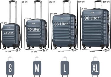 Набір валіз Zelsius 4 шт. Антрацит | ABS, з кодовим замком, 4 колеса, внутрішній роздільник | Ручна валіза, 4 шт, Trolley, велика, багаж