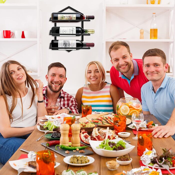 Металева стійка для вина на стіну Giyiprpi, органайзер для 3 пляшок, чорна, для дому, кухні, бару