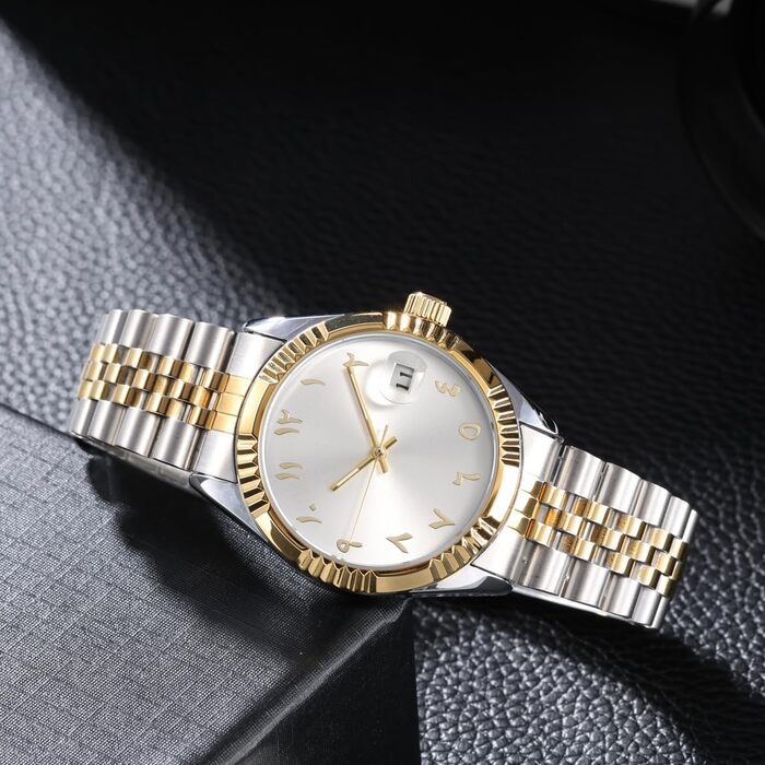 Елегантні механічні годинники з арабськими цифрами, автоматичним заводом, датою, 38 мм, чоловічі (срібні)