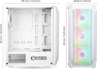 Корпус для ПК EMPIRE GAMING Diamond Gamer ARGB середнього розміру ATX з фасадом з алмазного плексигласу та скляною бічною панеллю, 4 вентилятори 120 мм RGB адресуємими (Ruby W)