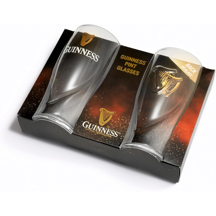 Набір з двох склянок для пива Guinness з логотипом та дизайном арфи, 568 мл (2 шт.)