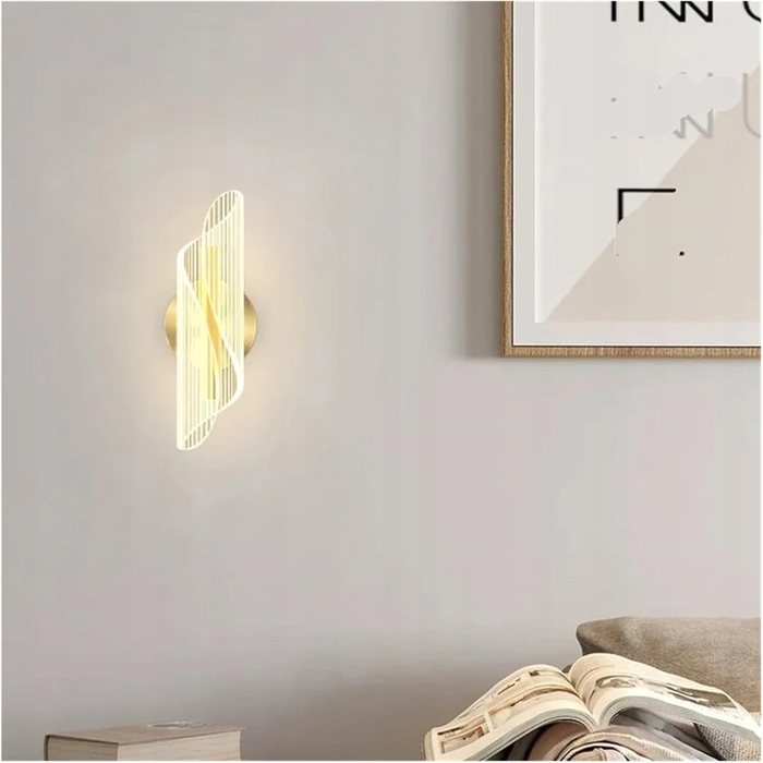 Сучасний золотий настінний LED-світильник (бра) з регулюванням температури світла 3000K/4000K/6000K для спальні