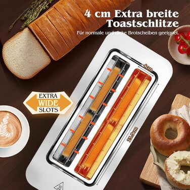 Тостер Aigostar 4-х секційний з LED-сенсорним екраном, нержавіюча сталь, 1400W