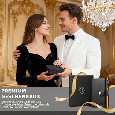 Чоловічий гаманець TENBST з відділом для монет, Slim Wallet, картхолдер на 8-10 карт, RFID захист, преміум якість, чорний