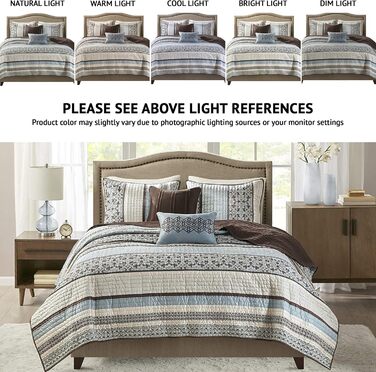 Комплект постільної білизни Madison Park Princeton: ковдра, покривало, наволочки, декоративна подушка, синій, Full/Queen (90'x90')