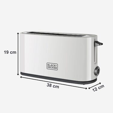 Тостер Black+Decker BXTO1001E, 1000 Вт, 7 рівнів підсмажування, підйом тостів, білий