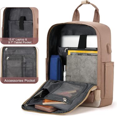 Шкільний рюкзак YAMTION для дівчат-підлітків, 15.6 дюймів: рюкзак для ноутбука, жіночий шкільний ранець з відділенням для ноутбука, для школи, університету, подорожей, роботи, офісу, кремовий