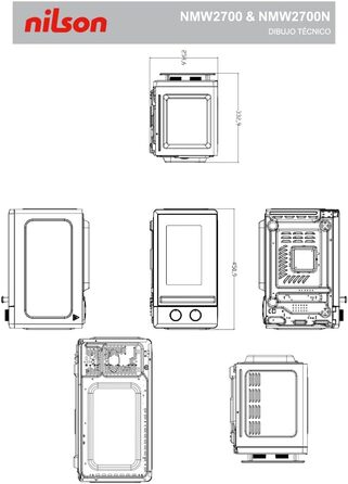 Мікрохвильова піч Nilson 20 літрів, чорний кришталь, NMW2700N, 700W, 5 програм, функція розморожування
