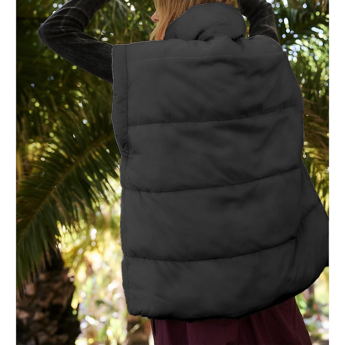 Жіноча пухова жилетка Ainangua з коміром-стійкою, на блискавці, без рукавів, тепла, чорна (XXL)