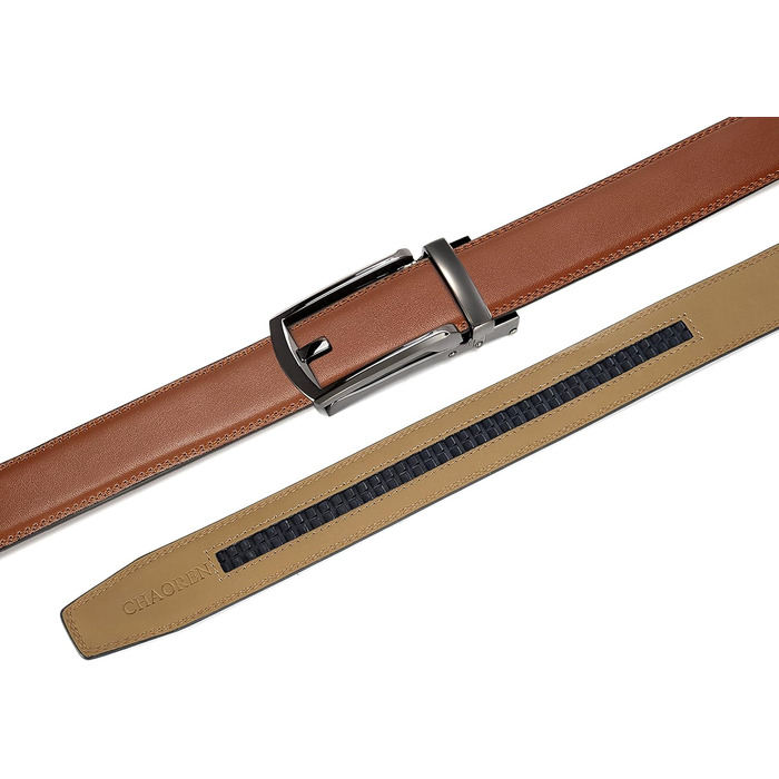 Чоловічий шкіряний ремінь CHAOREN з автоматичною пряжкою, 32 мм, для ділового стилю та урочистих заходів, без отворів, розмір 100-110 см (загальна довжина 125 см)