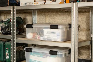 Iris Ohyama Airtight Plastic Storage Boxes with Lids, 50L, Set of 4, Hermetic Waterproof Seal, Robust Snap Closures, Stackable, Dustproof, BPA-Free, DDAT-L (Transparent, 30L x 6)