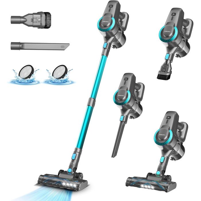 Акумуляторний пилосос 25000Pa, 175W, 50хв, бездротовий, з антизаплутувальною насадкою, самостійно стоячий, легкий, для килимів, твердих підлог, шерсті тварин (Цянь)