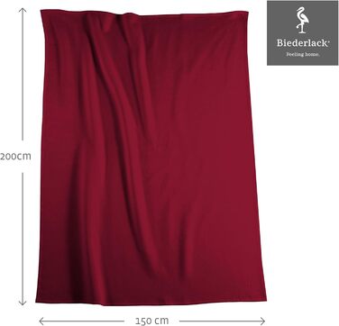 Плед Biederlack Pure Cotton, 100% бавовна, темно-червоний, 150x200 см, вироблено в Німеччині, сертифікат OEKO-TEX, екологічний, м'який, для дивану чи ліжка