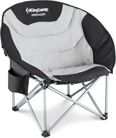 Крісло для кемпінгу KingCamp Moonchair XXL - зручне, м'яке, для відпочинку на природі, риболовлі, саду, балконі. Макс. вантажопідйомність 205 кг, з підстаканником та високою спинкою.