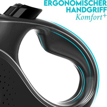 Extendable Dog Leash - 8m Retractable Leash for Small & Large Dogs - 50kg Weight Limit - Black