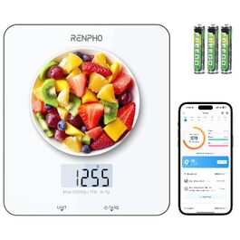 Цифрова кухонна вага RENPHO з LCD-дисплеєм та функцією тари, професійні електронні ваги для продуктів, випічки та готування, точність 1г, макс. вага 5кг, Calibra 1