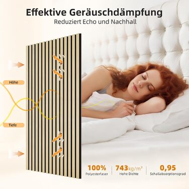 Акустичні 3D-панелі JAMELO з шпоном горіха, самоклеючі стінні панелі для декору стін та стелі, 10 шт. (30x15x1.2 см), колір волоський горіх