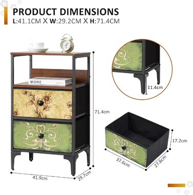 LYNCOHOME Chest of Drawers Cabinet with 8 Fabric Drawers, Sideboard with Fabric Drawers, Drawer Unit for Kitchen Office Entryway, TV Stand with Fabric Drawers (2 Pack 2 Drawers)