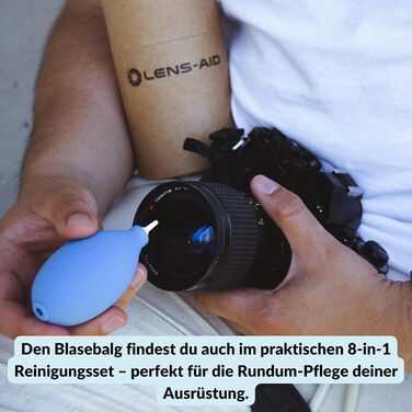 Набір для чищення камери Lens-Aid 3в1: повітряний насос, олівець для чищення та 5 мікрофібрових серветок – для сенсора, об'єктива, камери, дисплея, фільтрів, оптики. Ідеальний для фотоаксесуарів та техніки.