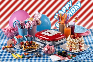 Ariete Party Time Waffle Maker - Non-Stick, 700W, Red