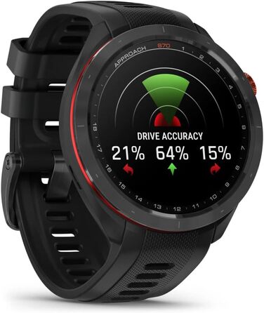 Смарт-годинник Garmin Approach S70 з силіконовим ремінцем, чорний (47 мм)