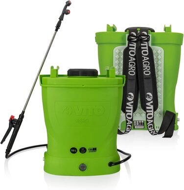 Vito Battery-Powered Sprayer, 12 V, 16 l, up to 6 bar, max. battery life 4 h, charger included, for plants, gardens, and roofs.