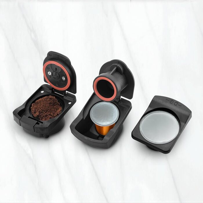 Ufesa Bellagio 3-in-1 Multi-Capsule Coffee Machine for Nespresso Original Capsule, Dolce Gusto, or Ground Coffee, Digital Touch Panel with 7 Levels, 1 L Water Tank, 1400 W, 15 Bar Pressure, Compact (1400 W | RED)
