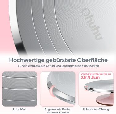 Ohuhu Поворотна платформа для тортів, 30 см, з лопатками та скребками, рожева | Для декорування та випікання