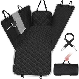 Pecute Car Seat Cover for Dogs - Waterproof & Scratch-Resistant, 136x146cm, with Side Protection & Window, Black Luxury Thick Seat Protector