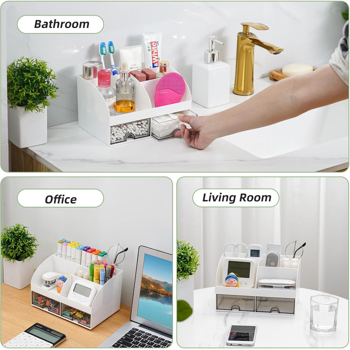 VITVITI Toothbrush Holder for Bathroom Electric Toothbrush Holder Bathroom Organizer with 2 Drawers Storage for Toothpaste Cosmetics Makeup Organizer Cosmetic Storage Box
