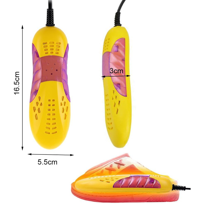 Електричний сушильник для взуття USB з УФ-лампою, антибактеріальний, для взуття, рукавичок, шкарпеток, гірськолижних черевиків (білий/жовтий)