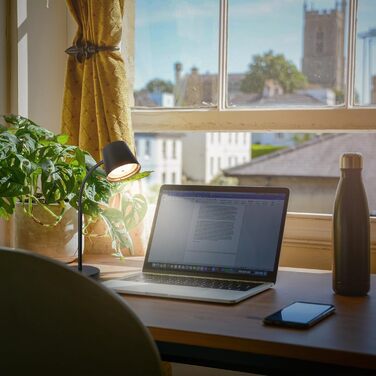 LED лампа BRILONER настільна бездротова з торшером, поворотна, з акумулятором, замінна світлодіодна лампа, нічна лампа, лампа для читання, офісна лампа, чорна, 38,5 см