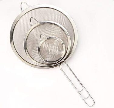 Набір сит для кухні, 3 шт. (діаметр 7/12/18 см), нержавіюча сталь, дрібний сіт, з ручкою. Ідеально для приготування та проціджування: макарони, кіноа, цукрова пудра, овочі, фрукти, чай.