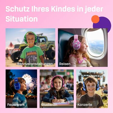 Навушники захисні для дітей Vanderfields Premium – шумозаглушення 34.4 dB, 3-12 років, зелені, Unicorn Dream