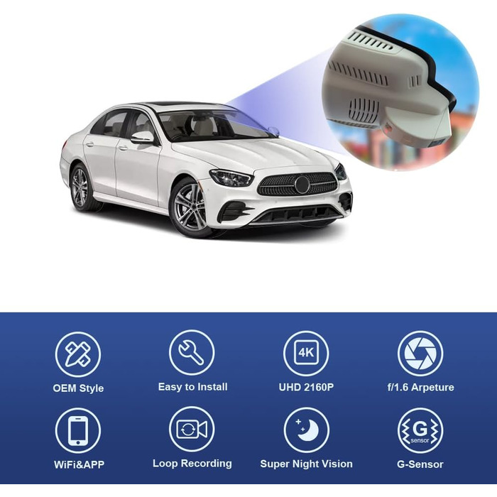Відеореєстратор Fitcamx для Mercedes-Benz E-Class W212 (2010-2016) 4K WiFi з картою 64GB