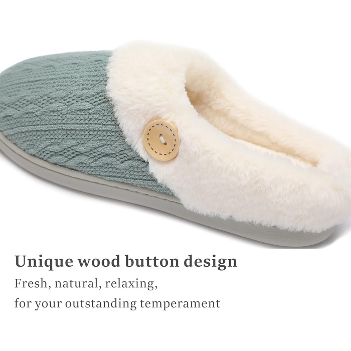 Чантом'ю жіночі домашні тапочки з меморі-піною, теплі, з штучним хутром, для дому, антиковзаюча підошва, 40/41 EU, зелені