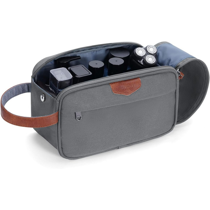 Чоловіча дорожня косметичка ECOHUB, водонепроникна, з великим відділенням та відділенням для мокрого одягу, з переробленого PET, з подвійною блискавкою, сірого кольору