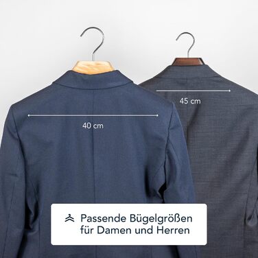 Дерев'яні плічки SUITS VIENNA для жіночих піджаків і костюмів, 40 см, 6 шт, з широкою плечовою зоною та округлими краями