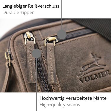 Чоловіча та жіноча поясна сумка Volmer Palma з натуральної шкіри (колір: коричневий, ефект потертостей) | Регульований ремінь до 130 см