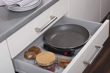Набір сковорідок BALLARINI Click & Cook, 3 шт, антипригарне покриття Granitium, складані ручки, алюміній, 20/24/28 см, чорний-сірий